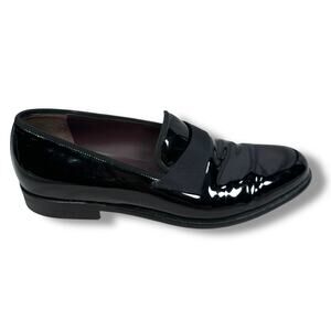 Salvatore Ferragamo Antoane Loafers Men’s 9 D Black Patent Leather Tuxedo Shoes